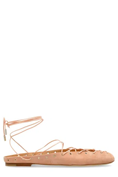 Chloé Light Pink Suede Chloã© Ghillies Ballerinas