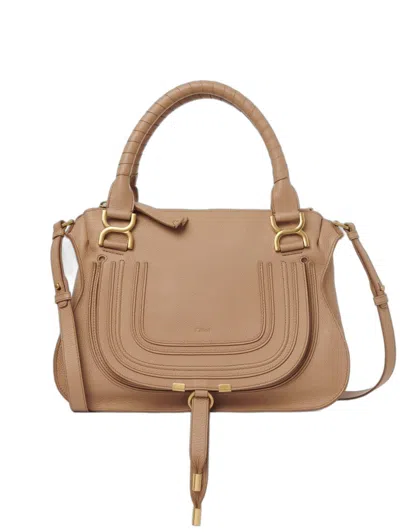 Chloé Light Tan Leather Double Carry Handbag For Women In Brown