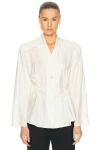Chloé Silk Blend Blouse Collared Peplum Waist In White