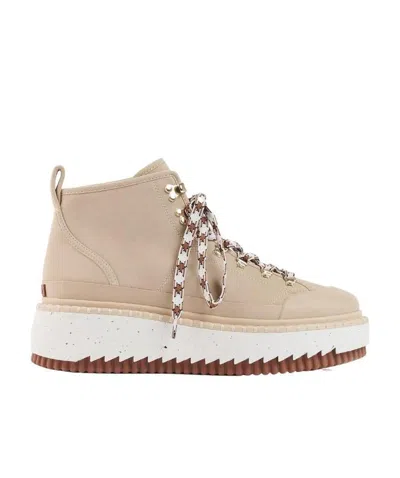 Chloé Lilli Lace-up Leather Ankle Boots In Nude