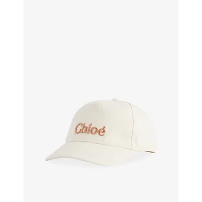 Chloé Kids' Lily Logo-embroidered Cotton Baseball Cap In White