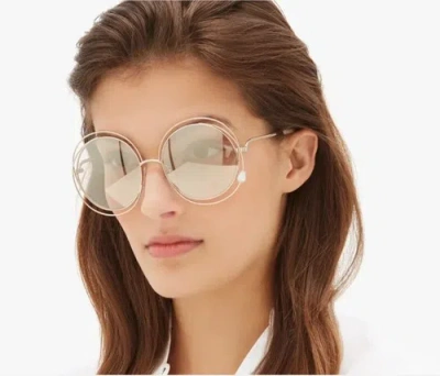 Pre-owned Chloé Limited Edition Chloe Carlina W/ Pearl 58mm Sunglasses Msrp $495 Rare Find In Pearl Flush
