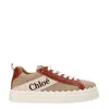 Chloé Chloe Linen And Leather Lauren Sneakers In Brown/white
