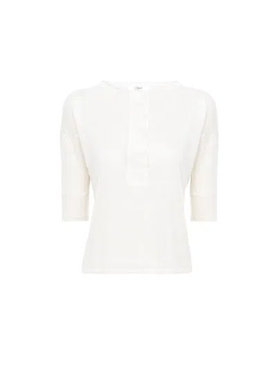 Chloé Linen And Silk Top In White
