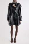 Chloé Coated Linen Belted Riding Trench Coat In Black