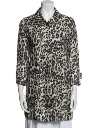 Pre-owned Chloé Linen Animal Print Peacoat In Neutral