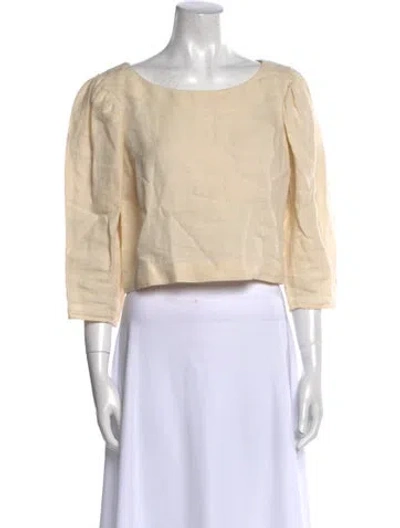 Pre-owned Chloé Linen Bateau Neckline Crop Top In Neutral