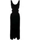 Chloé Cutout Crinkled Silk-linen Knit Maxi Dress In Black