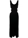 Chloé Cutout Crinkled Silk-linen Knit Maxi Dress In Black