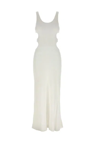 Chloé Linen Blend Silk Long Dress In White