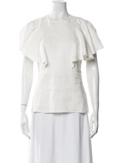 Pre-owned Chloé Linen Crew Neck Blouse In Blue