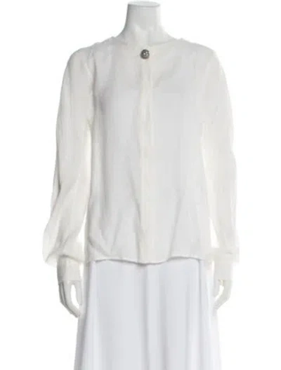 Pre-owned Chloé Linen Crew Neck Blouse In Neutral