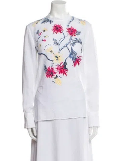 Pre-owned Chloé Linen Crew Neck Blouse In White