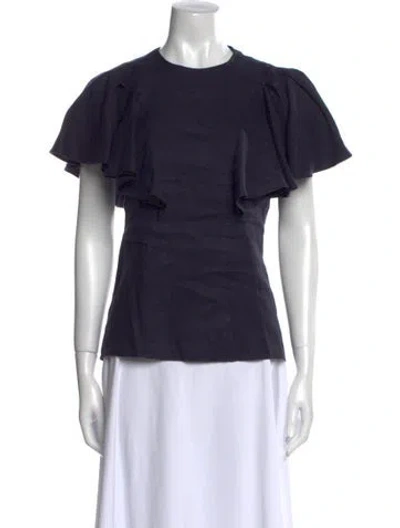 Pre-owned Chloé Linen Crew Neck T-shirt In Blue