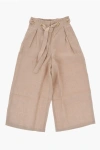 Chloé Linen Double Pleated Pants With Belt