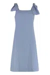 Chloé Linen Canvas Dress With Tie Straps In Blue