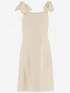 Chloé Chloè Linen Dress With Bows In Ivory
