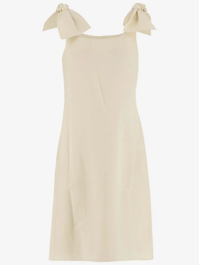 CHLOÉ LINEN DRESS WITH BOWS