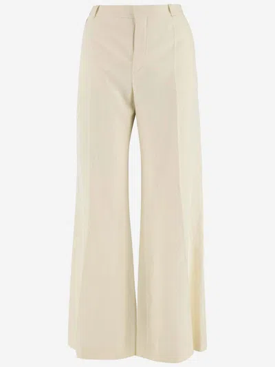 Chloé Linen Flared Pants In Off White