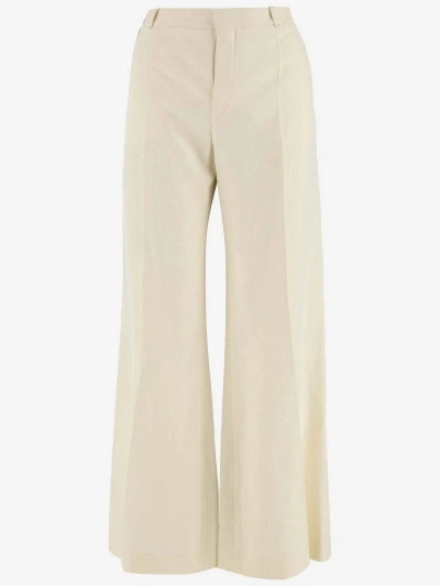 Chloé Chloe Women Cream Canvas Wide-leg Pant In Yellow