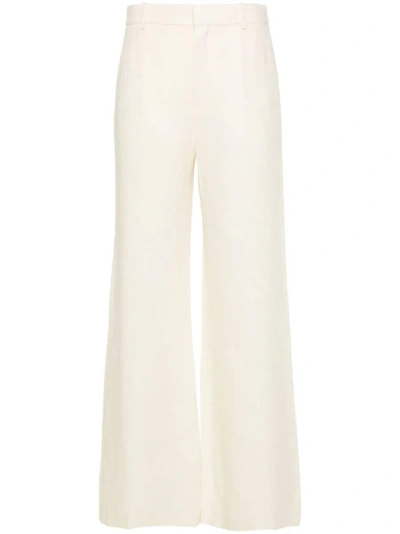 Chloé Chloe Women Cream Canvas Wide-leg Pant In Yellow