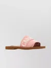 Chloé Pink Linen Blend Woody Slippers