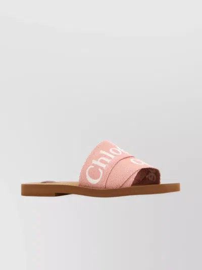 CHLOÉ LINEN FLAT SOLE OPEN TOE SLIPPERS