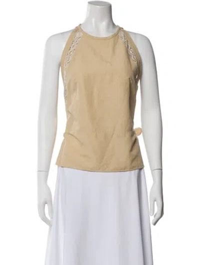 Pre-owned Chloé Linen Halterneck Top In Neutral