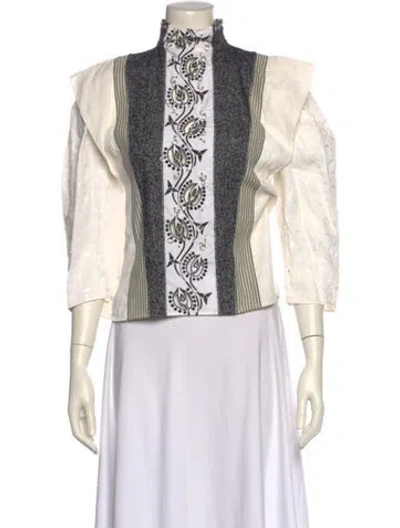 Pre-owned Chloé Linen Lace Pattern Blouse In Neutral
