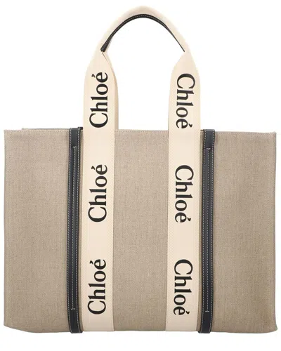 Chloé Linen Large Woody Tote, Never Carried (authentic Pre-loved)