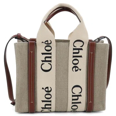 Pre-owned Chloé Linen Leather Tote Bag () In Sand