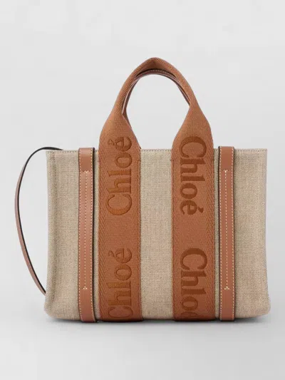 Chloé Linen Leather Tote Shoulder Bag