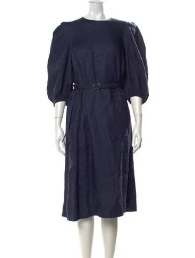 Pre-owned Chloé Linen Long Dress In Blue