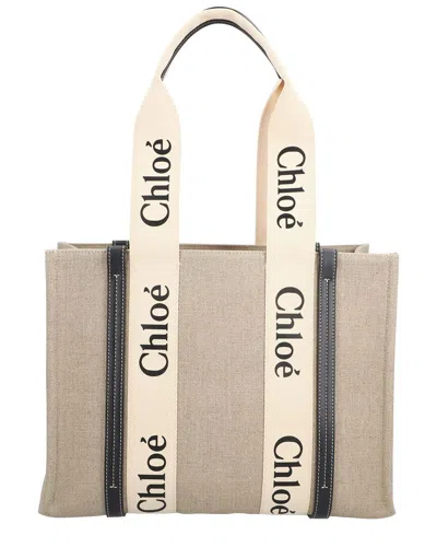 Chloé Linen Medium Woody Tote, Never Carried (authentic Pre-loved)