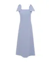 Chloé Linen Canvas Dress With Tie Straps In Blue
