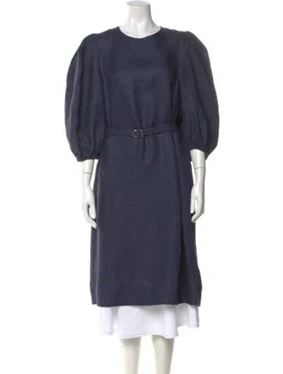 Pre-owned Chloé Linen Midi Length Dress In Blue