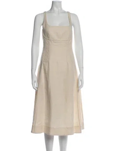 Pre-owned Chloé Linen Midi Length Dress In Neutral