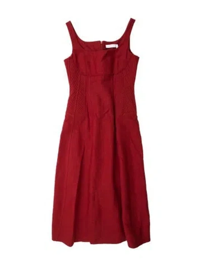 Pre-owned Chloé Linen Midi Length Dress In Red