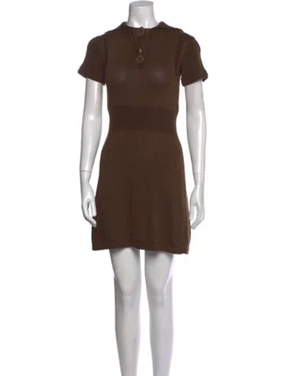 Pre-owned Chloé Linen Mini Dress In Brown