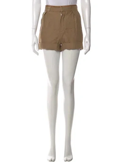 Pre-owned Chloé Linen Mini Shorts In Brown