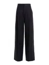 Chloé Women Linen Pants With Front Pleats In Blue