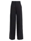 Chloé Women Linen Pants With Front Pleats In M Abyss Blue