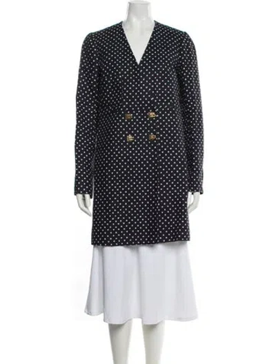 Pre-owned Chloé Linen Polka Dot Print Coat In Blue