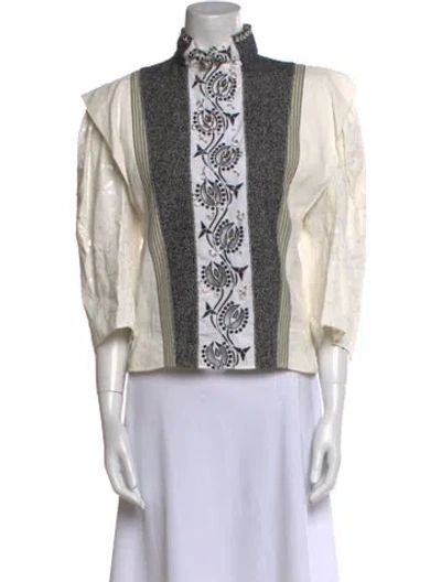 Pre-owned Chloé Linen Printed Top In Neutral