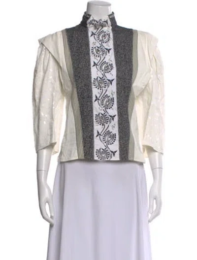 Pre-owned Chloé Linen Printed Top In Neutral
