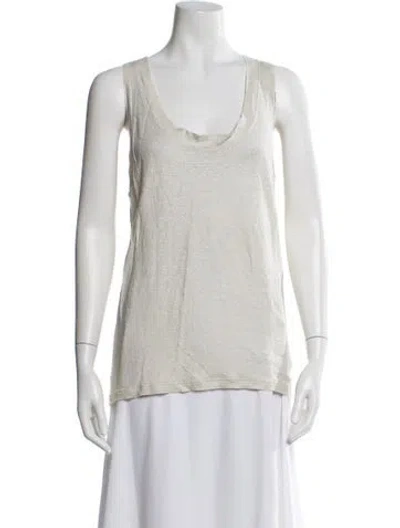 Pre-owned Chloé Linen Scoop Neck Top In Neutral