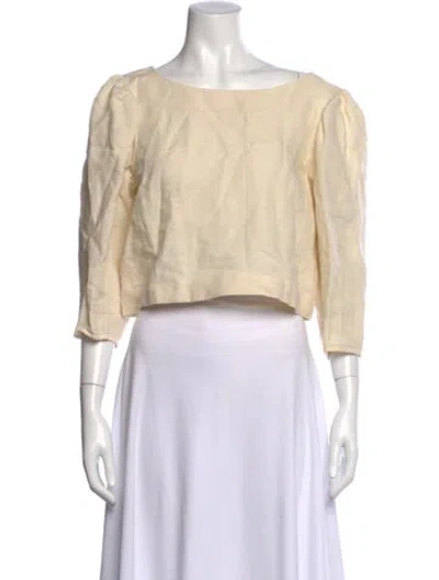 Pre-owned Chloé Linen Scoop Neck Top In Neutral