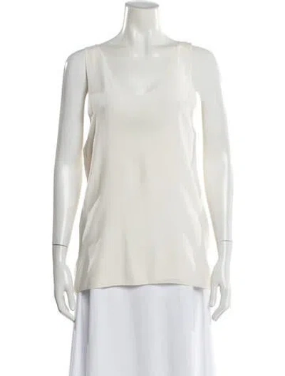 Pre-owned Chloé Linen Scoop Neck Top In White