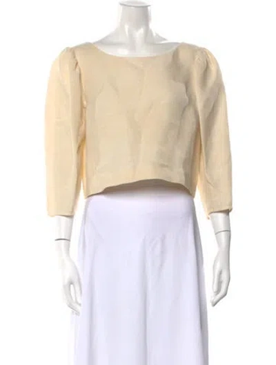 Pre-owned Chloé Linen Scoop Neck Top In Yellow