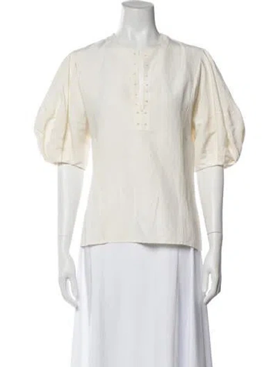 Pre-owned Chloé Linen Short Sleeve Blouse In Neutral